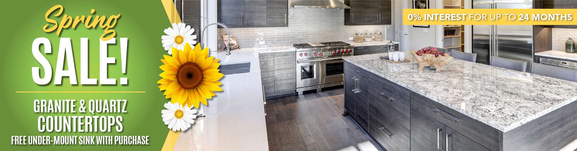 Save on Granite and quartz countertops. Free under-mount sink with purchase